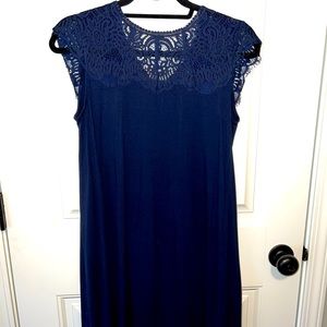 Navy lace midi dress LOFT